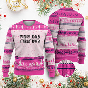 Retro Twin Dad Ugly Christmas Sweater Subtle Make It A Double Fathers Day TS10 Hot Pink Print Your Wear