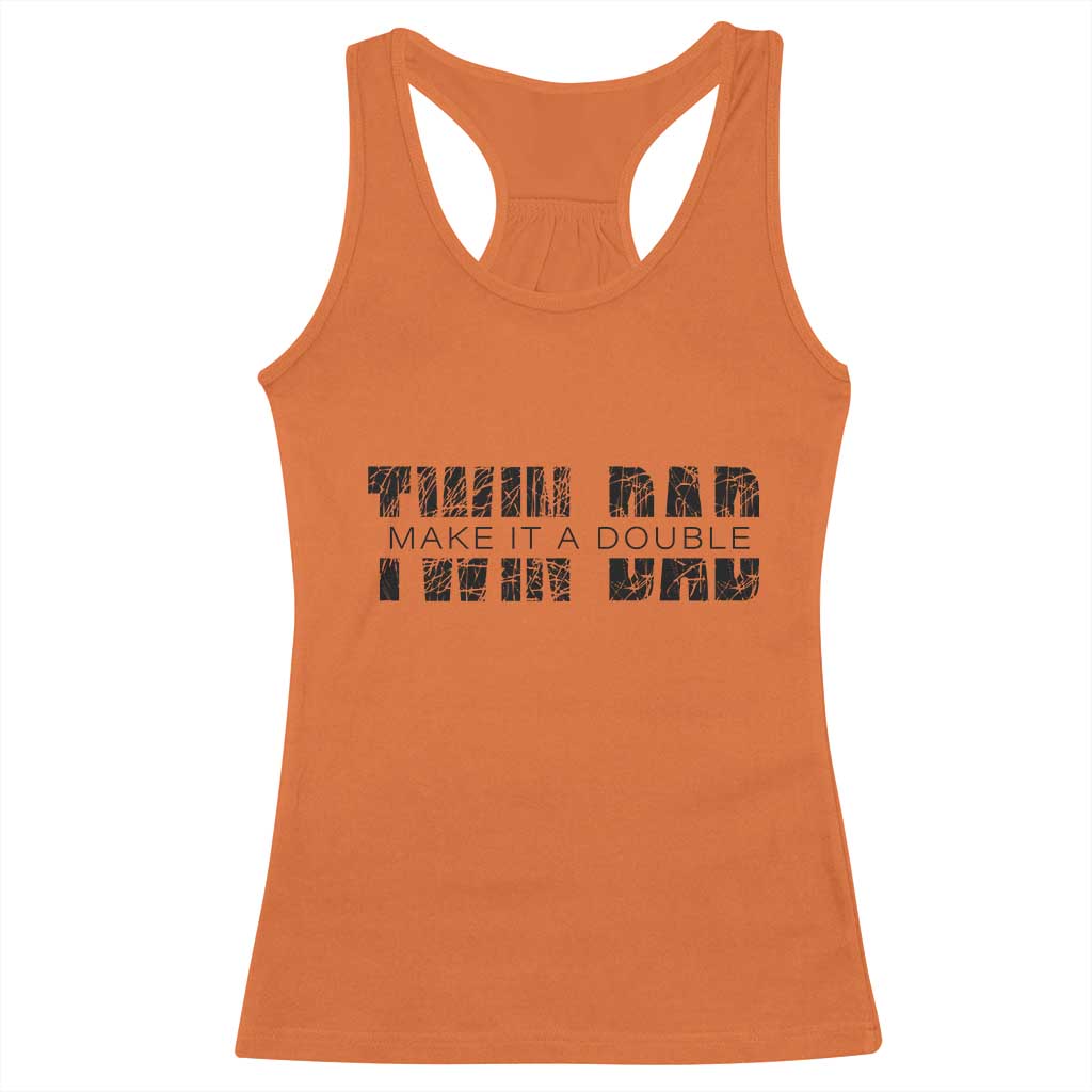 Retro Twin Dad Racerback Tank Top Subtle Make It A Double Fathers Day