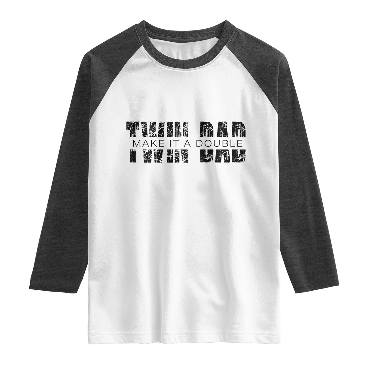 Retro Twin Dad Raglan Shirt Subtle Make It A Double Fathers Day TS10 White Heather Charcoal Print Your Wear