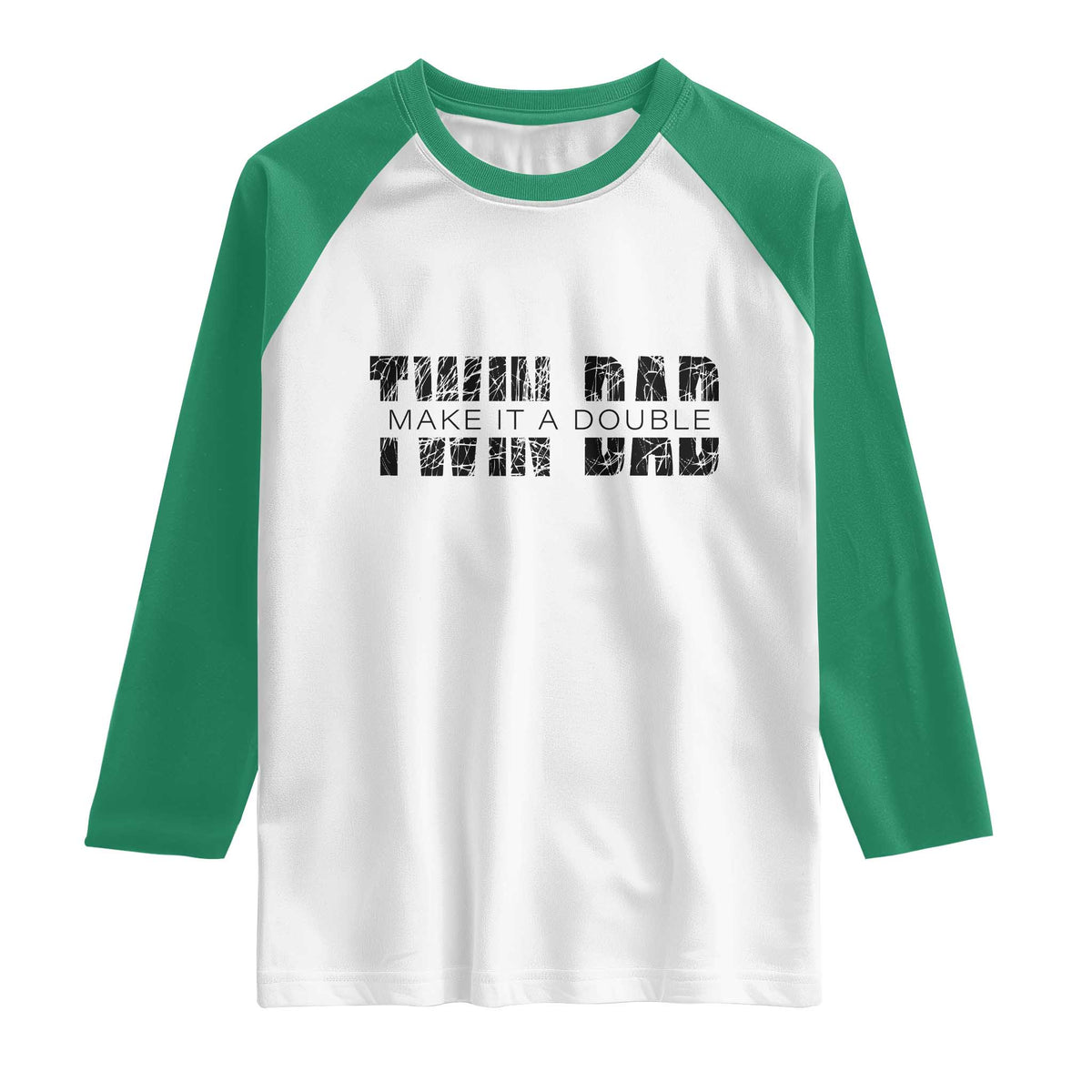 Retro Twin Dad Raglan Shirt Subtle Make It A Double Fathers Day TS10 White Kelly Green Print Your Wear