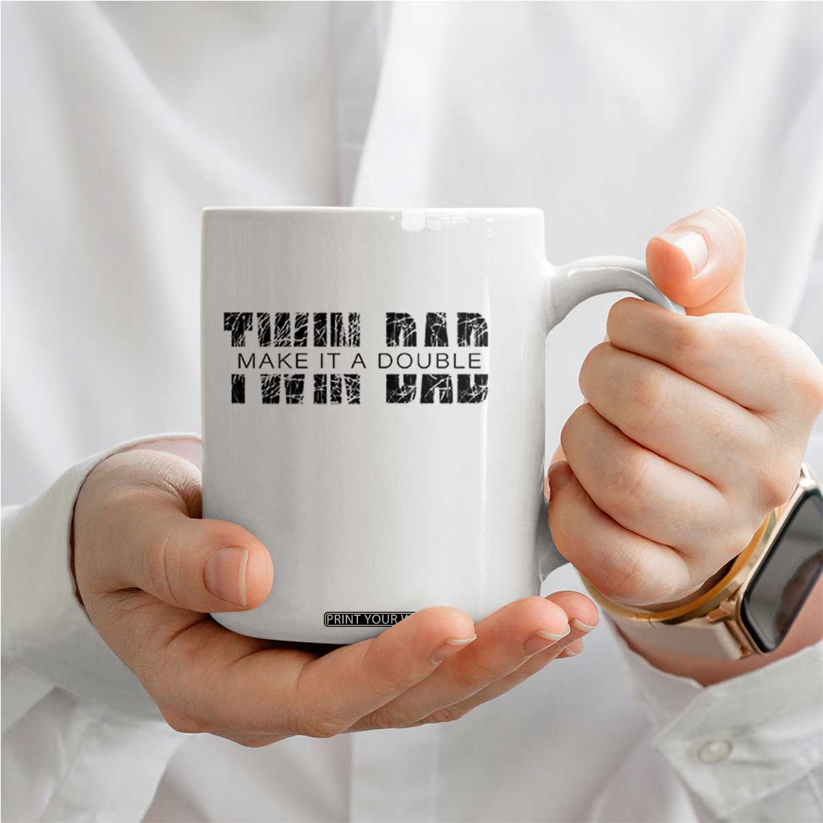 Retro Twin Dad Coffee Mug Subtle Make It A Double Fathers Day TS10 Print Your Wear