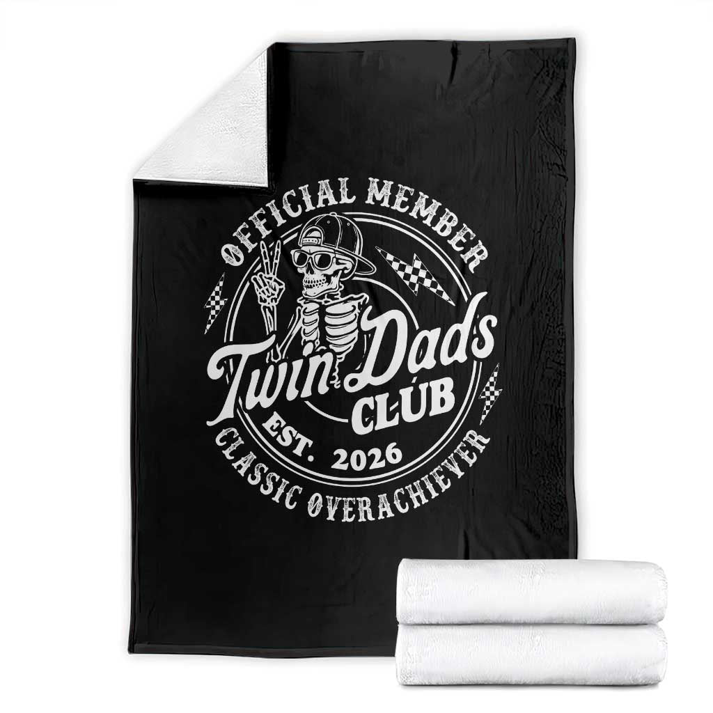 Retro Twin Dad Est 2026 Throw Blanket Funny Skeleton Dad Classic Overachiever Fathers Day TS10 Black Print Your Wear