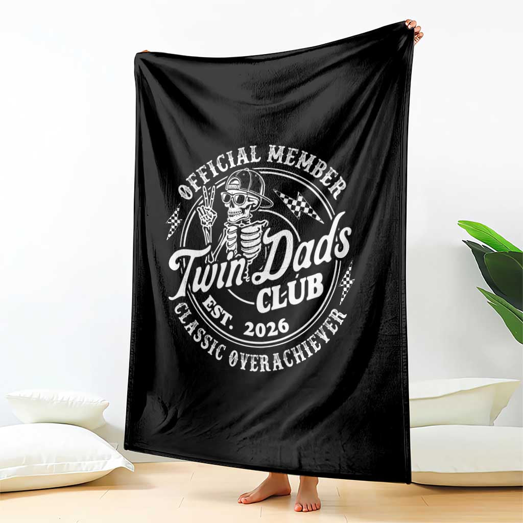 Retro Twin Dad Est 2026 Throw Blanket Funny Skeleton Dad Classic Overachiever Fathers Day TS10 Print Your Wear