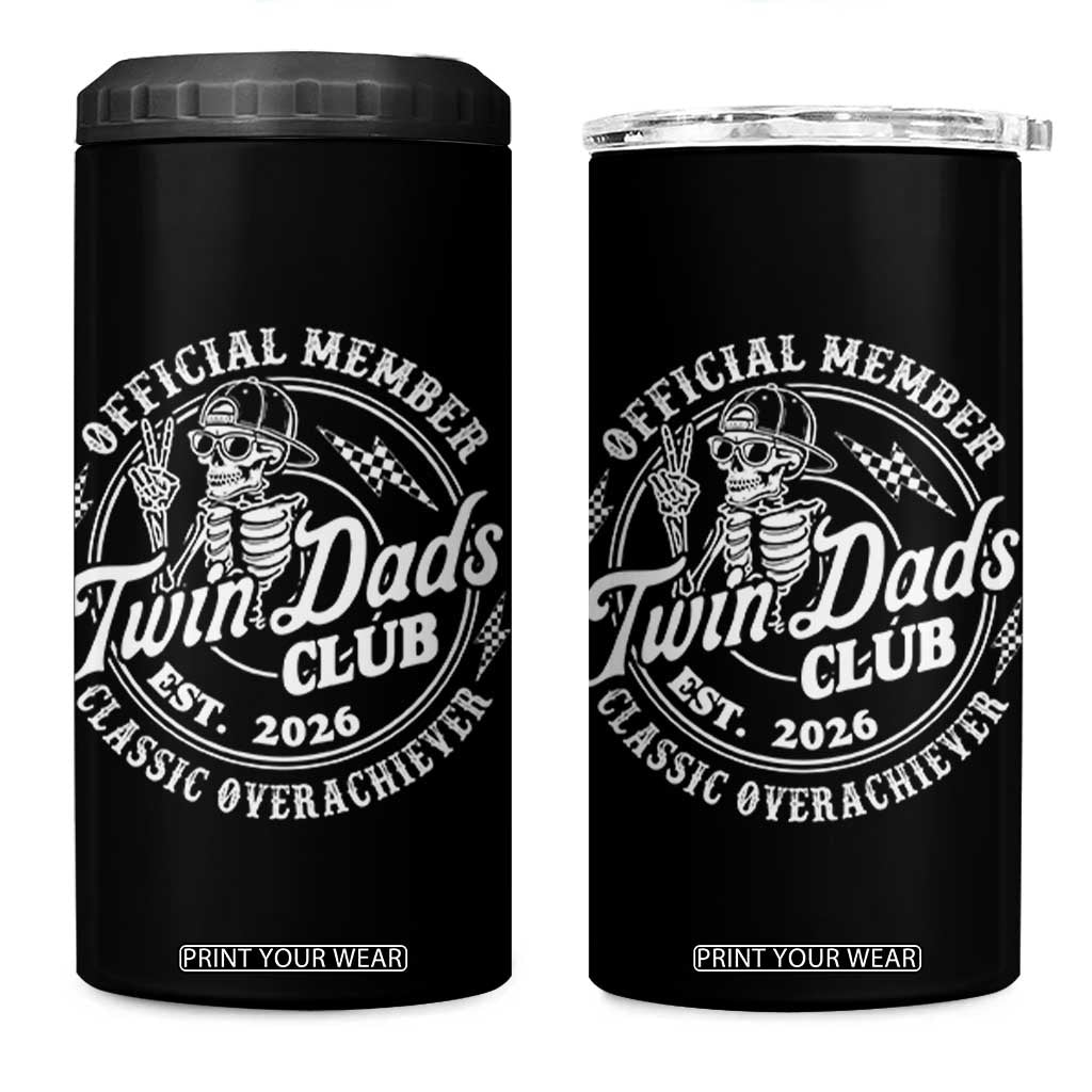 Retro Twin Dad Est 2026 4 in 1 Can Cooler Tumbler Funny Skeleton Dad Classic Overachiever Fathers Day TS10 One Size: 16 oz Black Print Your Wear