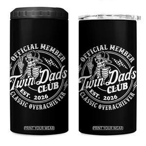 Retro Twin Dad Est 2026 4 in 1 Can Cooler Tumbler Funny Skeleton Dad Classic Overachiever Fathers Day TS10 One Size: 16 oz Black Print Your Wear