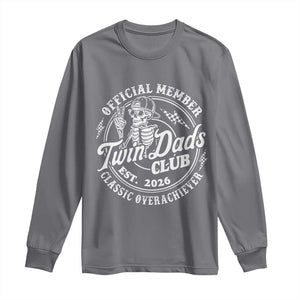 Retro Twin Dad Est 2026 Long Sleeve Shirt Funny Skeleton Dad Classic Overachiever Fathers Day TS10 Charcoal Print Your Wear