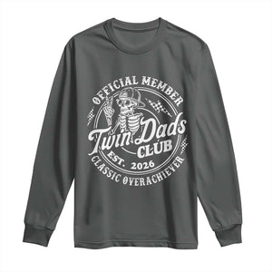 Retro Twin Dad Est 2026 Long Sleeve Shirt Funny Skeleton Dad Classic Overachiever Fathers Day TS10 Dark Heather Print Your Wear