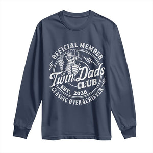 Retro Twin Dad Est 2026 Long Sleeve Shirt Funny Skeleton Dad Classic Overachiever Fathers Day TS10 Navy Print Your Wear