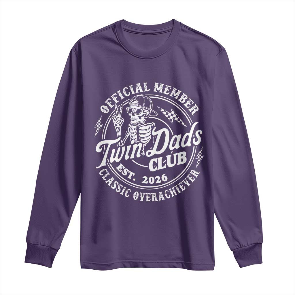 Retro Twin Dad Est 2026 Long Sleeve Shirt Funny Skeleton Dad Classic Overachiever Fathers Day TS10 Purple Print Your Wear
