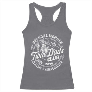 Retro Twin Dad Est 2026 Racerback Tank Top Funny Skeleton Dad Classic Overachiever Fathers Day TS10 Charcoal Print Your Wear