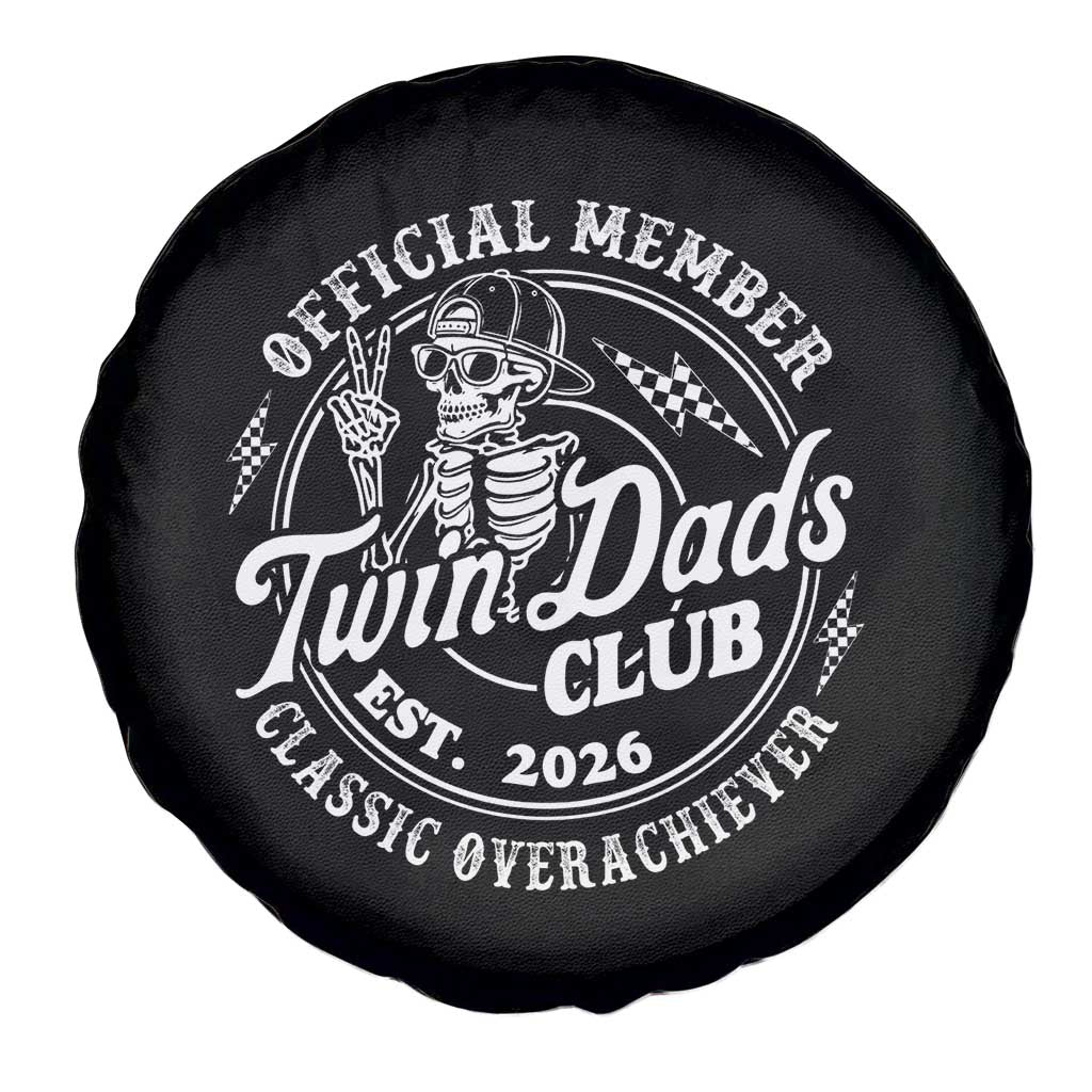 Retro Twin Dad Est 2026 Spare Tire Cover Funny Skeleton Dad Classic Overachiever Fathers Day TS10 Print Your Wear