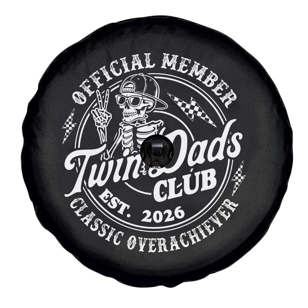 Retro Twin Dad Est 2026 Spare Tire Cover Funny Skeleton Dad Classic Overachiever Fathers Day TS10 Print Your Wear
