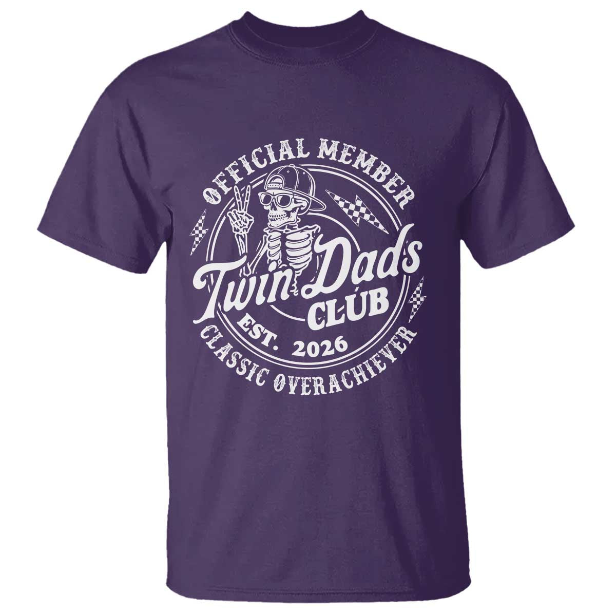 Retro Twin Dad Est 2026 T Shirt Funny Skeleton Dad Classic Overachiever Fathers Day TS10 Purple Print Your Wear