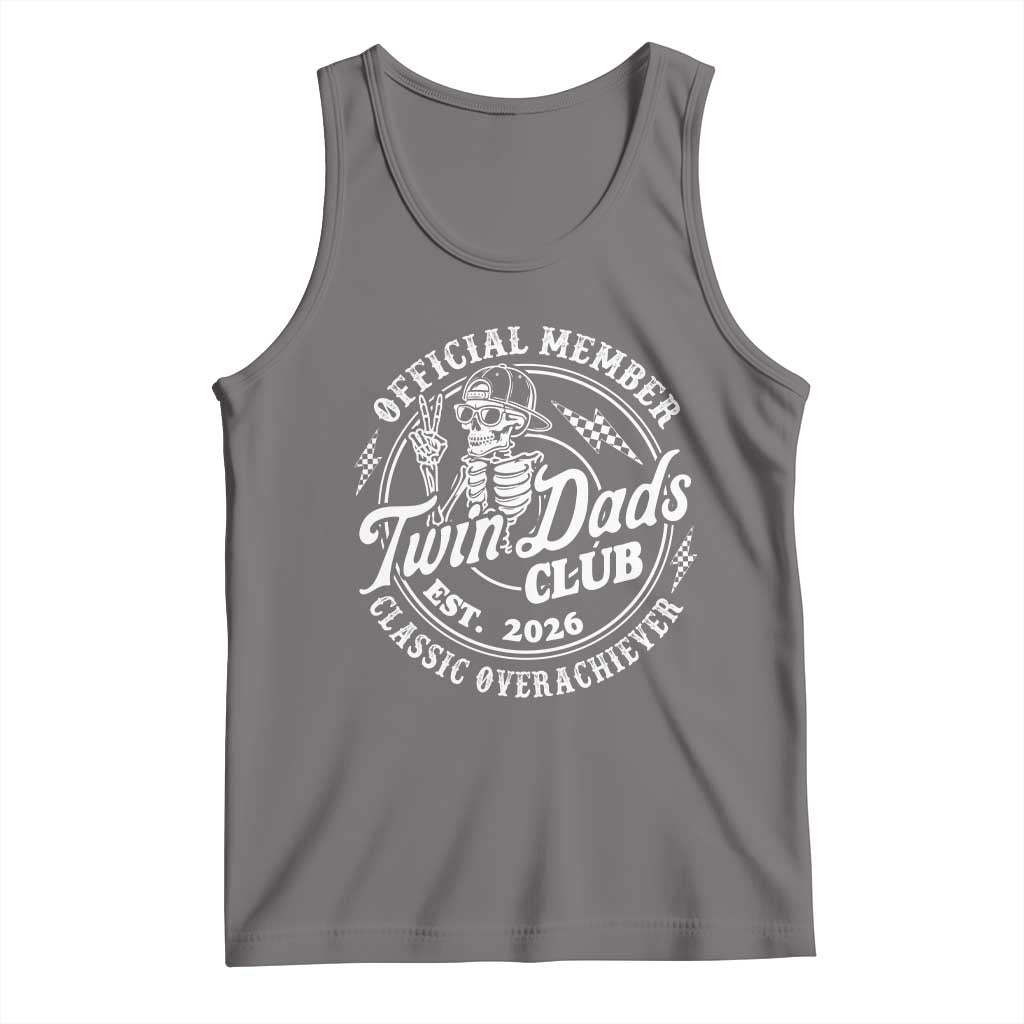 Retro Twin Dad Est 2026 Tank Top Funny Skeleton Dad Classic Overachiever Fathers Day TS10 Deep Heather Print Your Wear