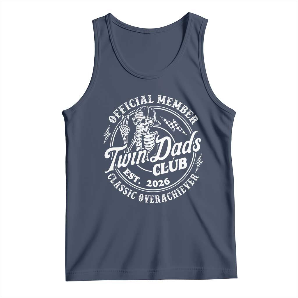 Retro Twin Dad Est 2026 Tank Top Funny Skeleton Dad Classic Overachiever Fathers Day TS10 Navy Print Your Wear