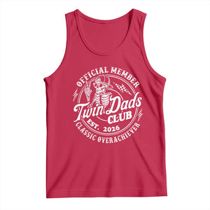 Retro Twin Dad Est 2026 Tank Top Funny Skeleton Dad Classic Overachiever Fathers Day TS10 Red Print Your Wear