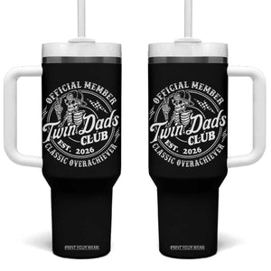 Retro Twin Dad Est 2026 Tumbler With Handle Funny Skeleton Dad Classic Overachiever Fathers Day TS10 One Size: 40 oz Black Print Your Wear