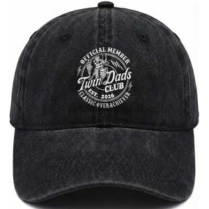 Retro Twin Dad Est 2026 Washed Cotton Baseball Cap Funny Skeleton Dad Classic Overachiever Fathers Day