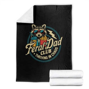 Feral Dad Club Throw Blanket Funny Raccoon Dad Birthday Fathers Day Gift TS10 Black Print Your Wear