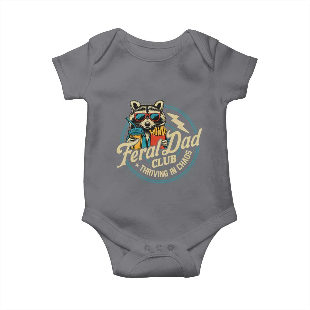 Feral Dad Club Baby Onesie Funny Raccoon Dad Birthday Fathers Day Gift TS10 Charcoal Print Your Wear