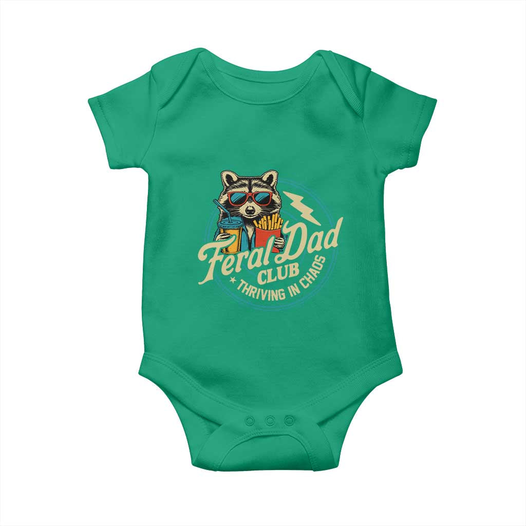 Feral Dad Club Baby Onesie Funny Raccoon Dad Birthday Fathers Day Gift TS10 Irish Green Print Your Wear