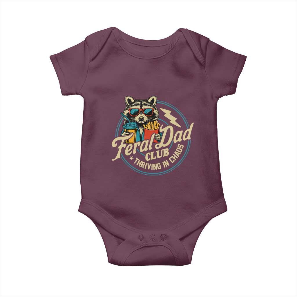 Feral Dad Club Baby Onesie Funny Raccoon Dad Birthday Fathers Day Gift TS10 Maroon Print Your Wear