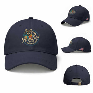 Feral Dad Club Baseball Cap Funny Raccoon Dad Birthday Fathers Day Gift TS10 Baseball Cap Universal Fit Navy Print Your Wear