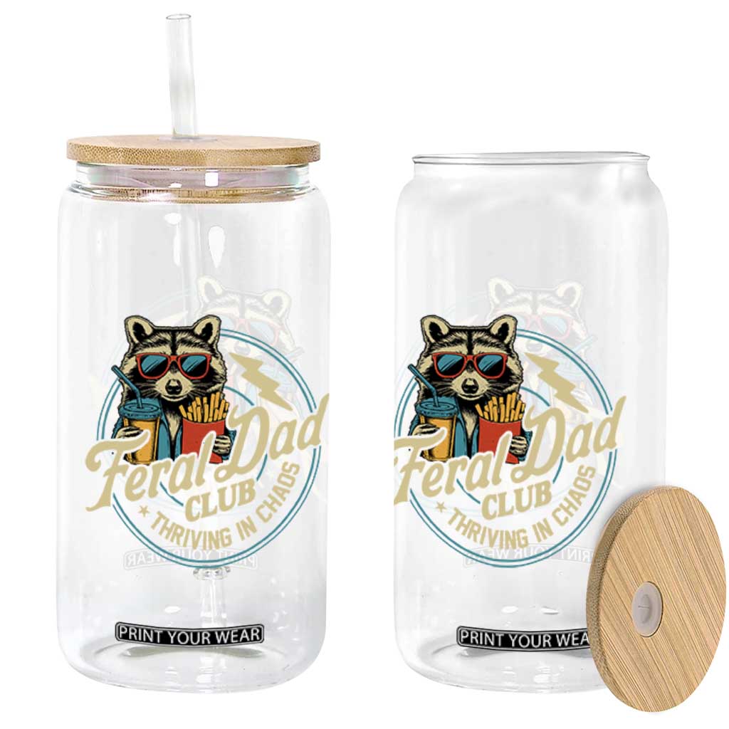 Feral Dad Club Glass Can Funny Raccoon Dad Birthday Fathers Day Gift TS10 Print Your Wear