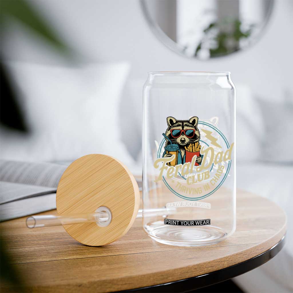 Feral Dad Club Glass Can Funny Raccoon Dad Birthday Fathers Day Gift TS10 Print Your Wear