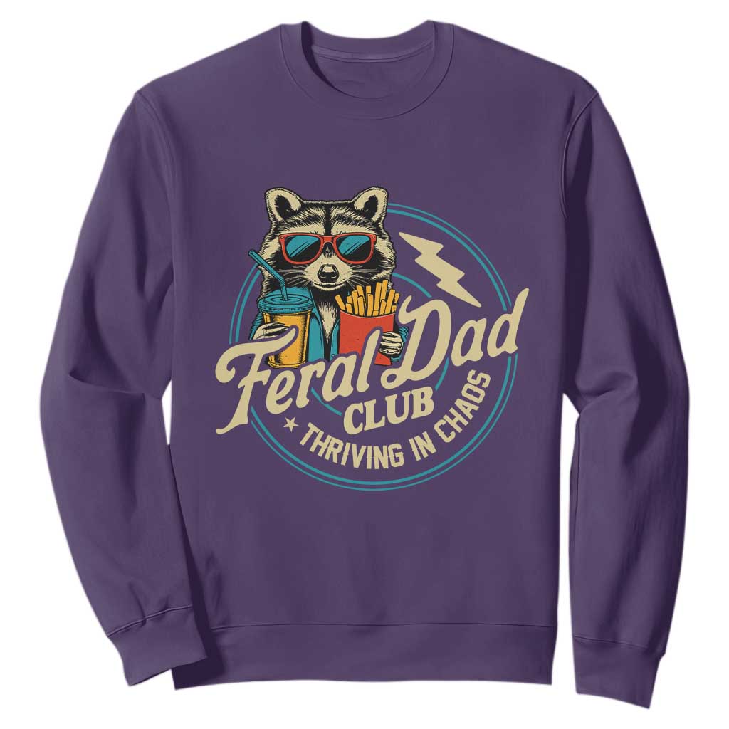 Feral Dad Club Sweatshirt Funny Raccoon Dad Birthday Fathers Day Gift TS10 Purple Print Your Wear