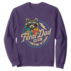 Feral Dad Club Sweatshirt Funny Raccoon Dad Birthday Fathers Day Gift TS10 Purple Print Your Wear