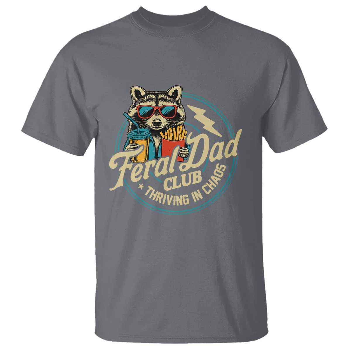 Feral Dad Club T Shirt Funny Raccoon Dad Birthday Fathers Day Gift TS10 Charcoal Print Your Wear
