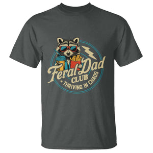 Feral Dad Club T Shirt Funny Raccoon Dad Birthday Fathers Day Gift TS10 Dark Heather Print Your Wear
