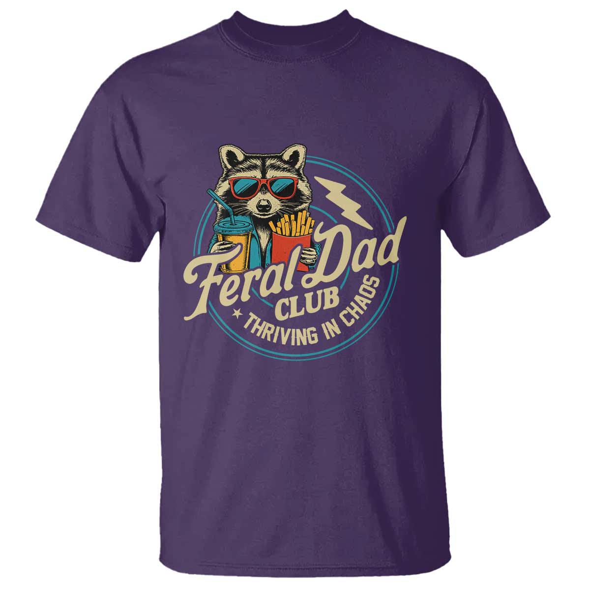 Feral Dad Club T Shirt Funny Raccoon Dad Birthday Fathers Day Gift TS10 Purple Print Your Wear