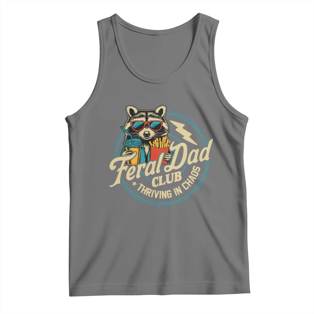 Feral Dad Club Tank Top Funny Raccoon Dad Birthday Fathers Day Gift TS10 Black Heather Print Your Wear