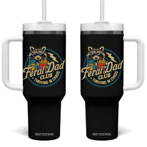 Feral Dad Club Tumbler With Handle Funny Raccoon Dad Birthday Fathers Day Gift TS10 One Size: 40 oz Black Print Your Wear