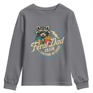 Feral Dad Club Youth Sweatshirt Funny Raccoon Dad Birthday Fathers Day Gift TS10 Charcoal Print Your Wear