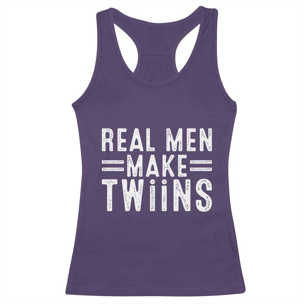 Funny Twin Dad Racerback Tank Top Real Men Make Twins Daddy Humor Fathers Day TS10 Purple Print Your Wear