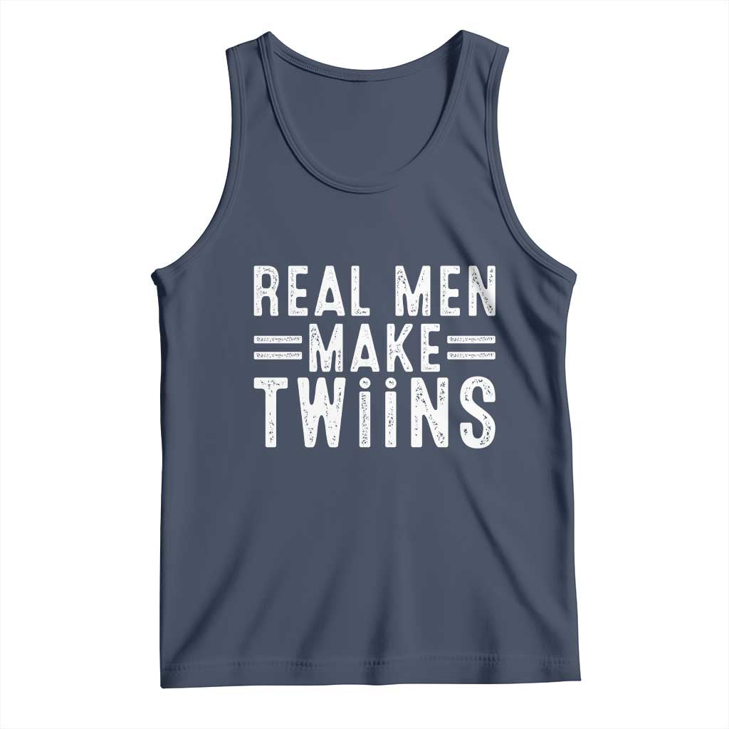 Funny Twin Dad Tank Top Real Men Make Twins Daddy Humor Fathers Day TS10 Navy Print Your Wear