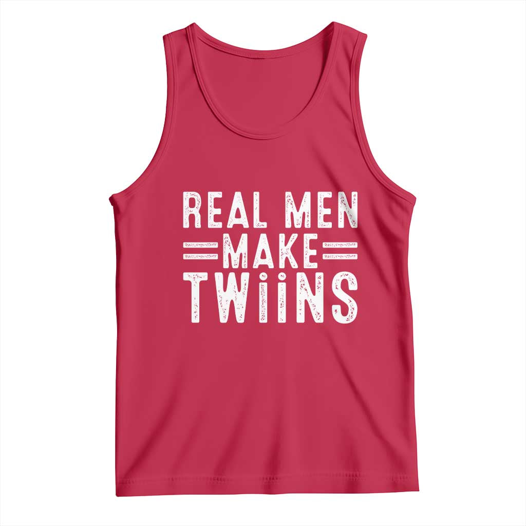 Funny Twin Dad Tank Top Real Men Make Twins Daddy Humor Fathers Day TS10 Red Print Your Wear