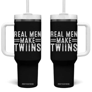Funny Twin Dad Tumbler With Handle Real Men Make Twins Daddy Humor Fathers Day TS10 One Size: 40 oz Black Print Your Wear