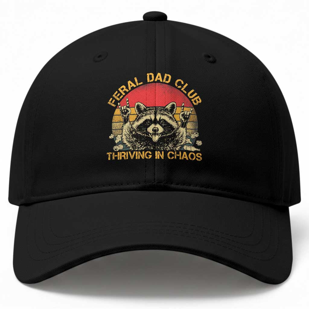 Feral Dad Club Baseball Cap Funny Raccoon Dad Retro Fathers Day Gift TS10 Print Your Wear