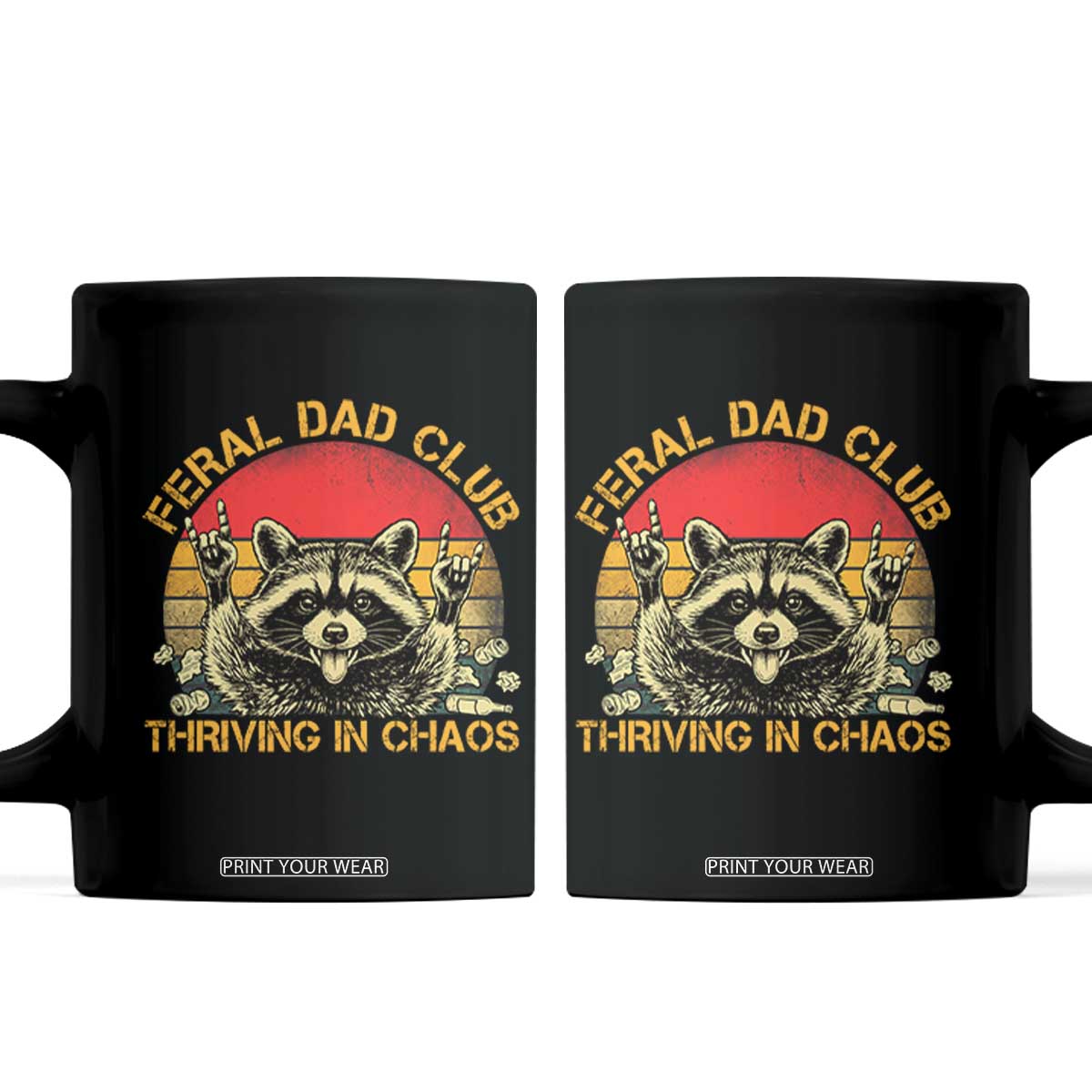 Feral Dad Club Coffee Mug Funny Raccoon Dad Retro Fathers Day Gift