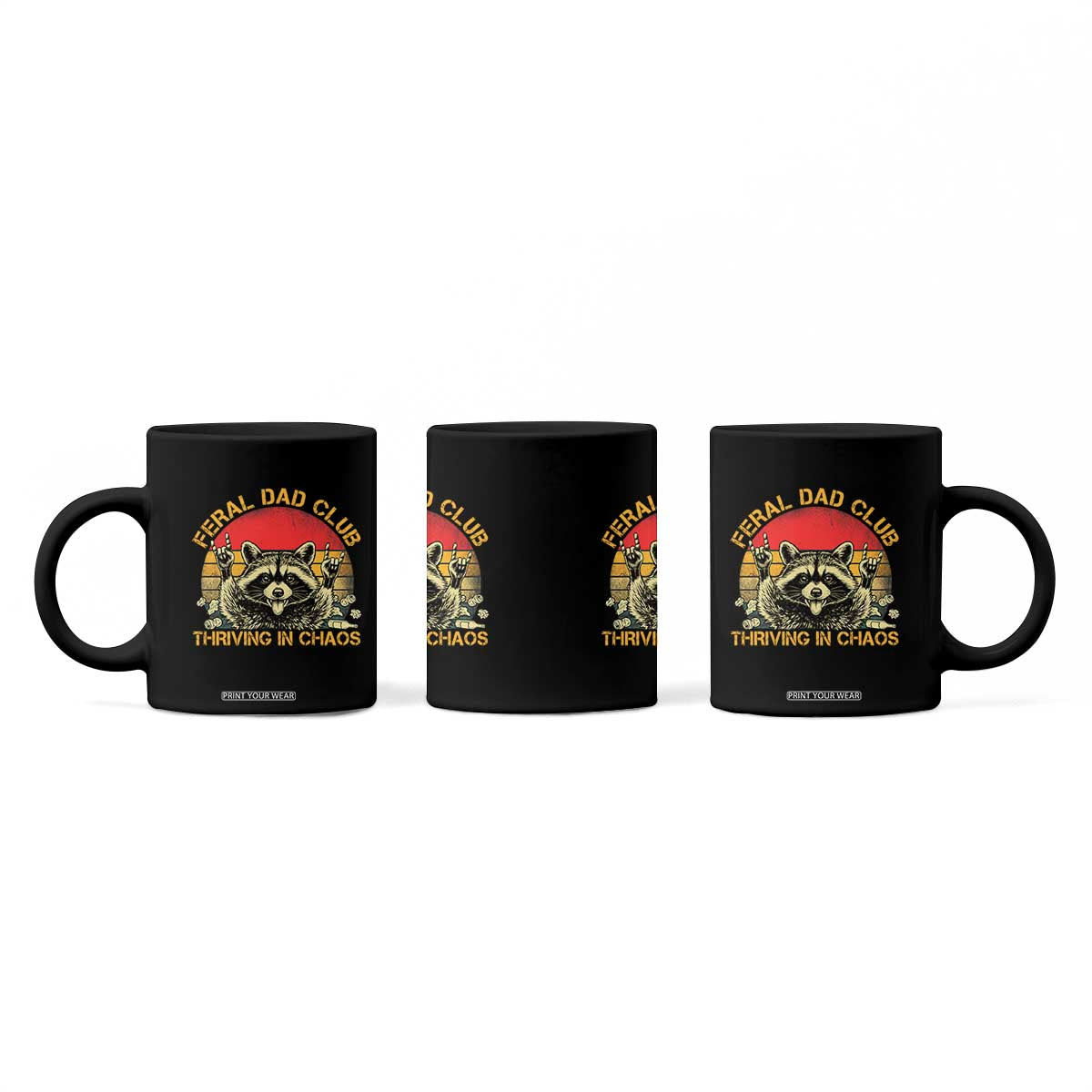 Feral Dad Club Coffee Mug Funny Raccoon Dad Retro Fathers Day Gift
