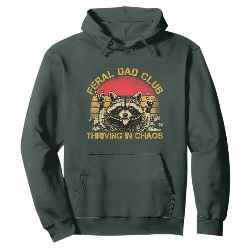 Feral Dad Club Hoodie Funny Raccoon Dad Retro Fathers Day Gift