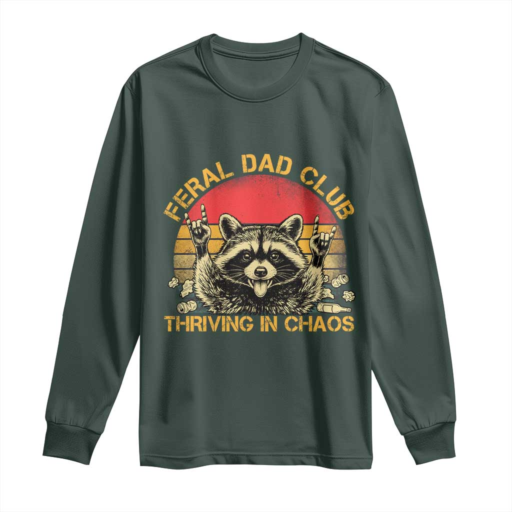 Feral Dad Club Long Sleeve Shirt Funny Raccoon Dad Retro Fathers Day Gift