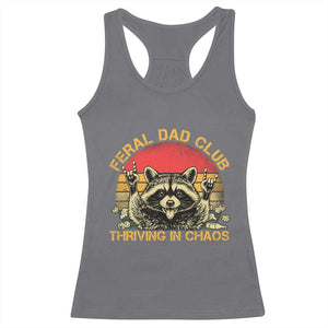 Feral Dad Club Racerback Tank Top Funny Raccoon Dad Retro Fathers Day Gift
