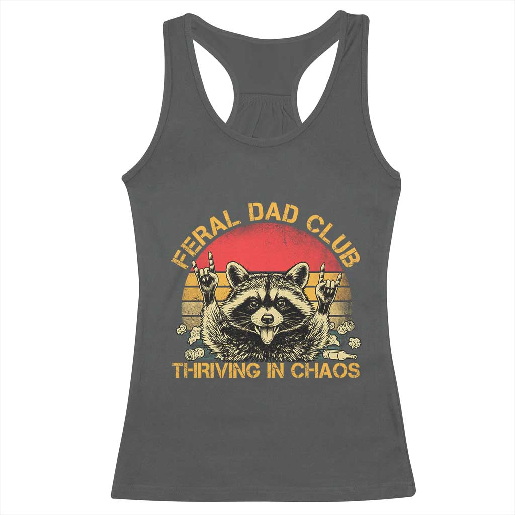 Feral Dad Club Racerback Tank Top Funny Raccoon Dad Retro Fathers Day Gift