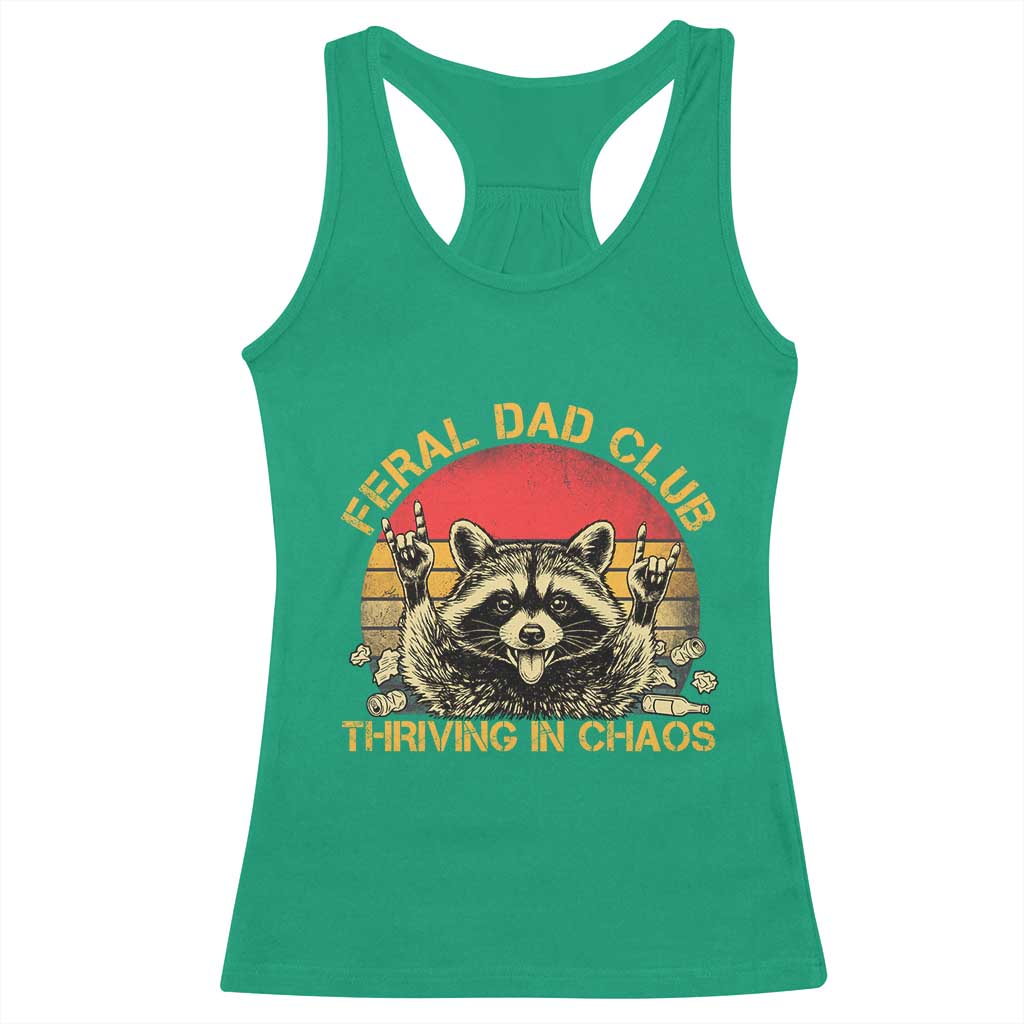 Feral Dad Club Racerback Tank Top Funny Raccoon Dad Retro Fathers Day Gift