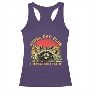 Feral Dad Club Racerback Tank Top Funny Raccoon Dad Retro Fathers Day Gift